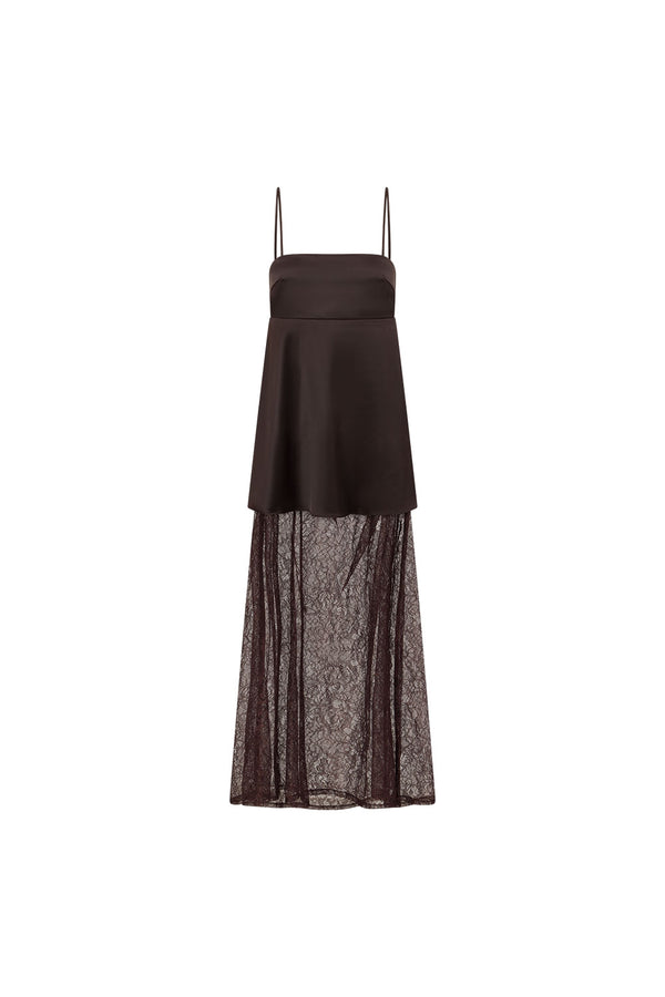 Chocolate Brown Lace Maxi Dove Dress