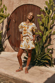 White Agalia Floral Print Belted Jara Shorts