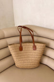 Tan Woven Xena Basket Tote Bag
