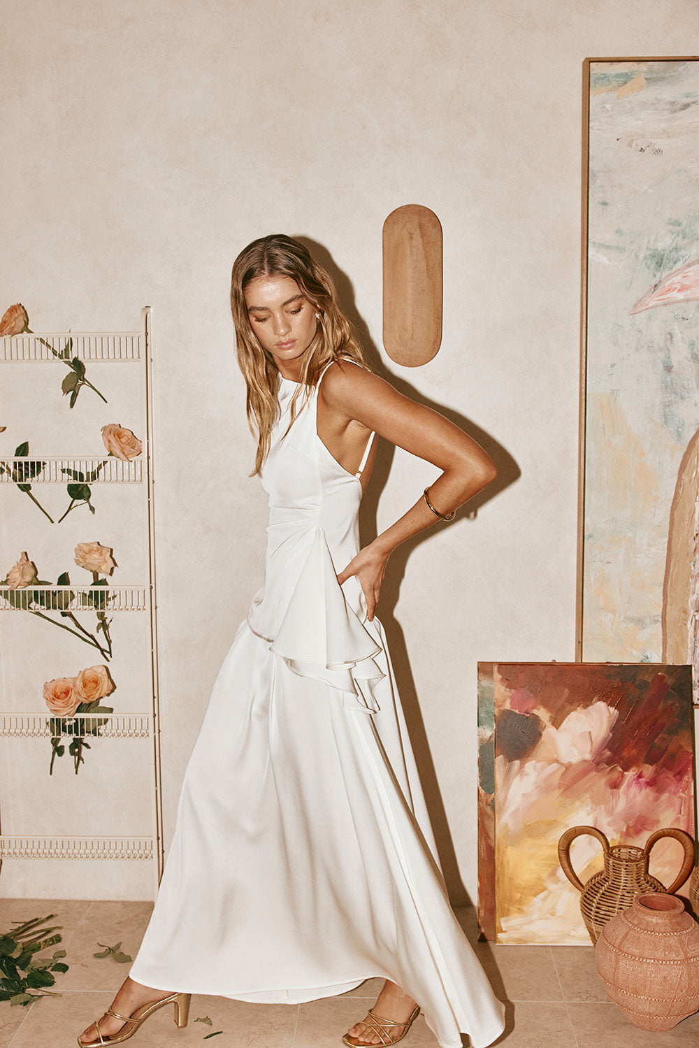 White Pleated Maxi Hailey Skirt