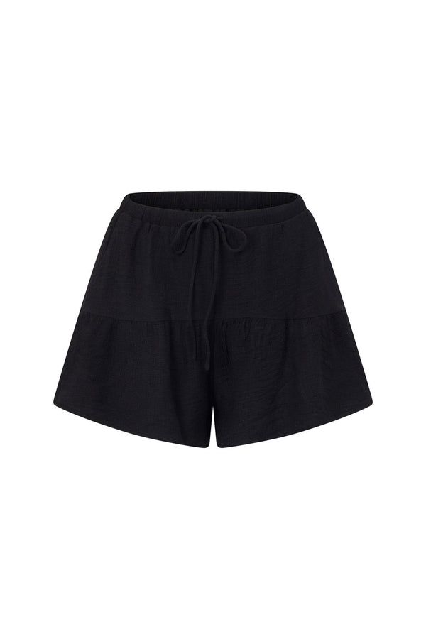 Huxley Front Tie Panelled Shorts - Black