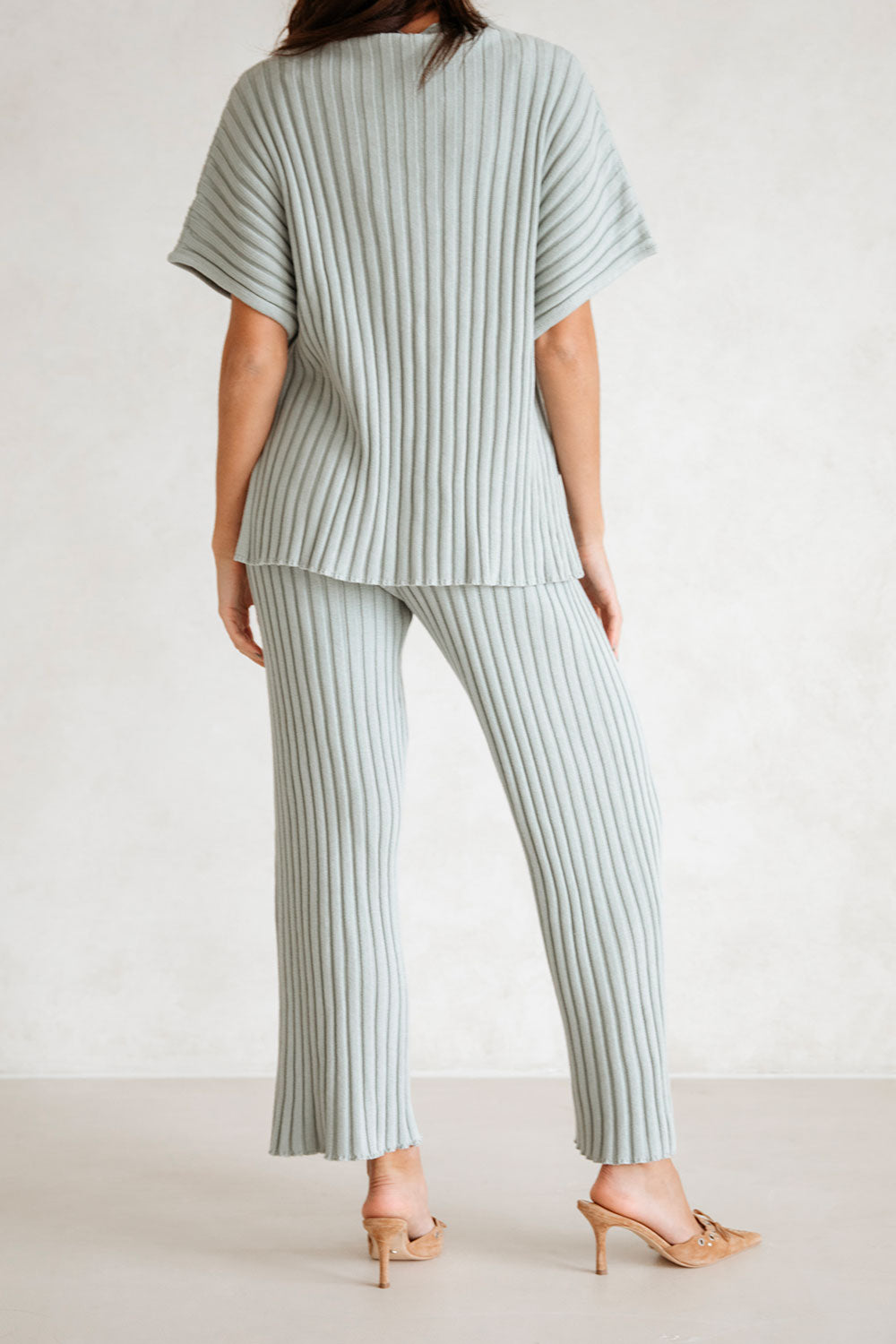 Celine Ribbed Knit Top - Grey