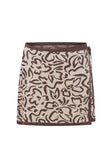 Cream And Brown Floral Wrap Mini Sarai Skirt