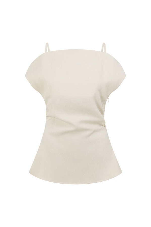 Ivory Suiting Asymmetric Naomi Top