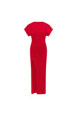 Red Rib Split Maxi Gemini Dress