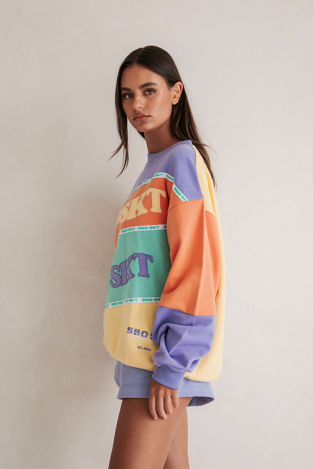 Jessie Oversized Vintage Sweater - Yellow Purple Orange