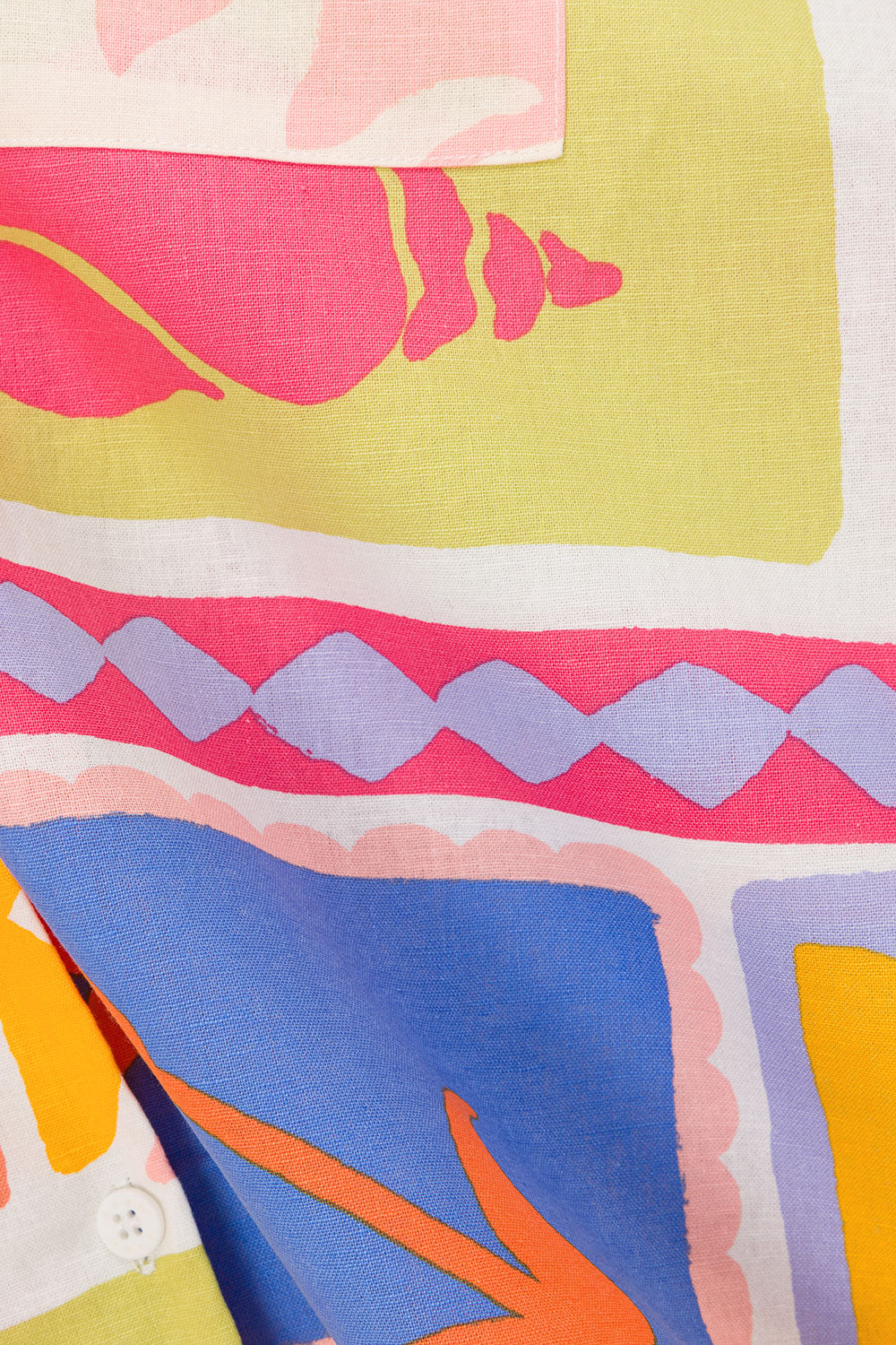 Solis Tropical Print Button Up Short Sleeve Indra Top