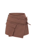 Chocolate Brown Tie Mini Luna Skirt