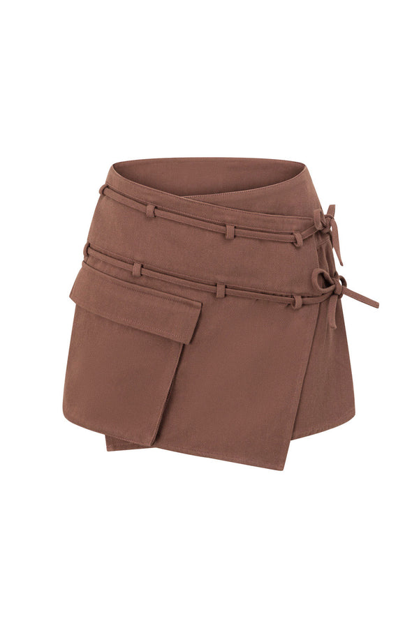 Chocolate Brown Tie Mini Luna Skirt
