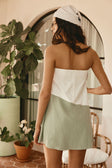 Green and White Two-Tone Strapless Mini Addison Dress
