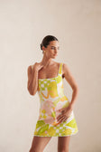 White Checker Floral Mini Tyler Dress