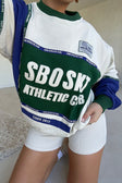 Cream and Green Terry Vintage Oversized York Sweater