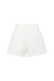 White Embroidered Cutwork Pocket Cielo Shorts