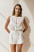 White Cheesecloth Button Up Adriana Playsuit