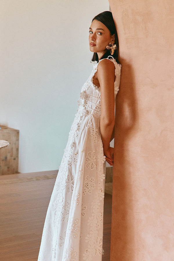 Araminta Embroidered Maxi Dress - Stella Marina - White
