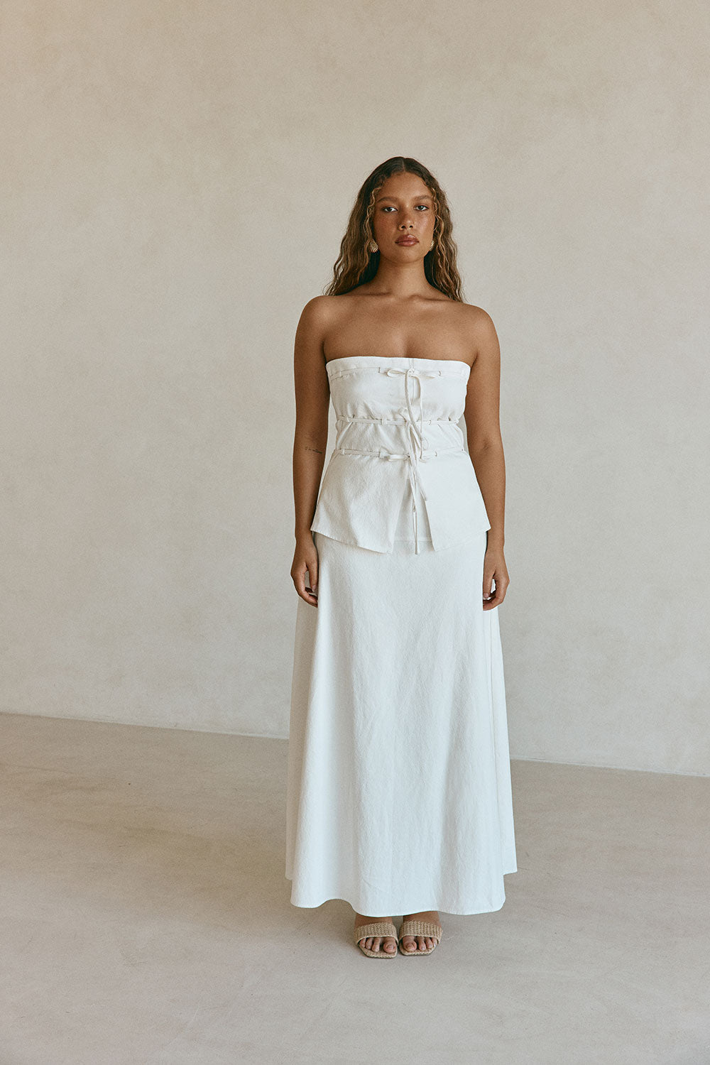 White High Waist A Line Maxi Esperanza Skirt