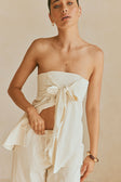 Serena Strapless Tie Top - Beige