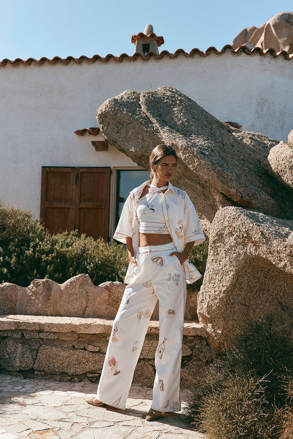 White Serenita High Waist Paradise Cove Pants