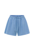 Blue High Waist Elastic Drawstring Octavia Shorts
