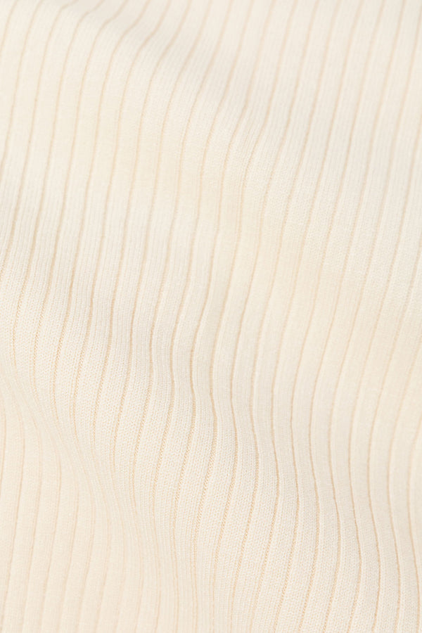Cream Ribbed V Neck Wrap Longline Jaxon Top