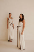 Jazmin V Neckline Tie Maxi Dress - Beige, Brown