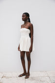 White Broderie Strapless Flouncy Mini Aura Dress
