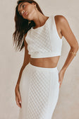 White Cable Knit Crop Lotus Top