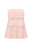 Blush Pink Crochet Knit Strapless Panel Kama Top