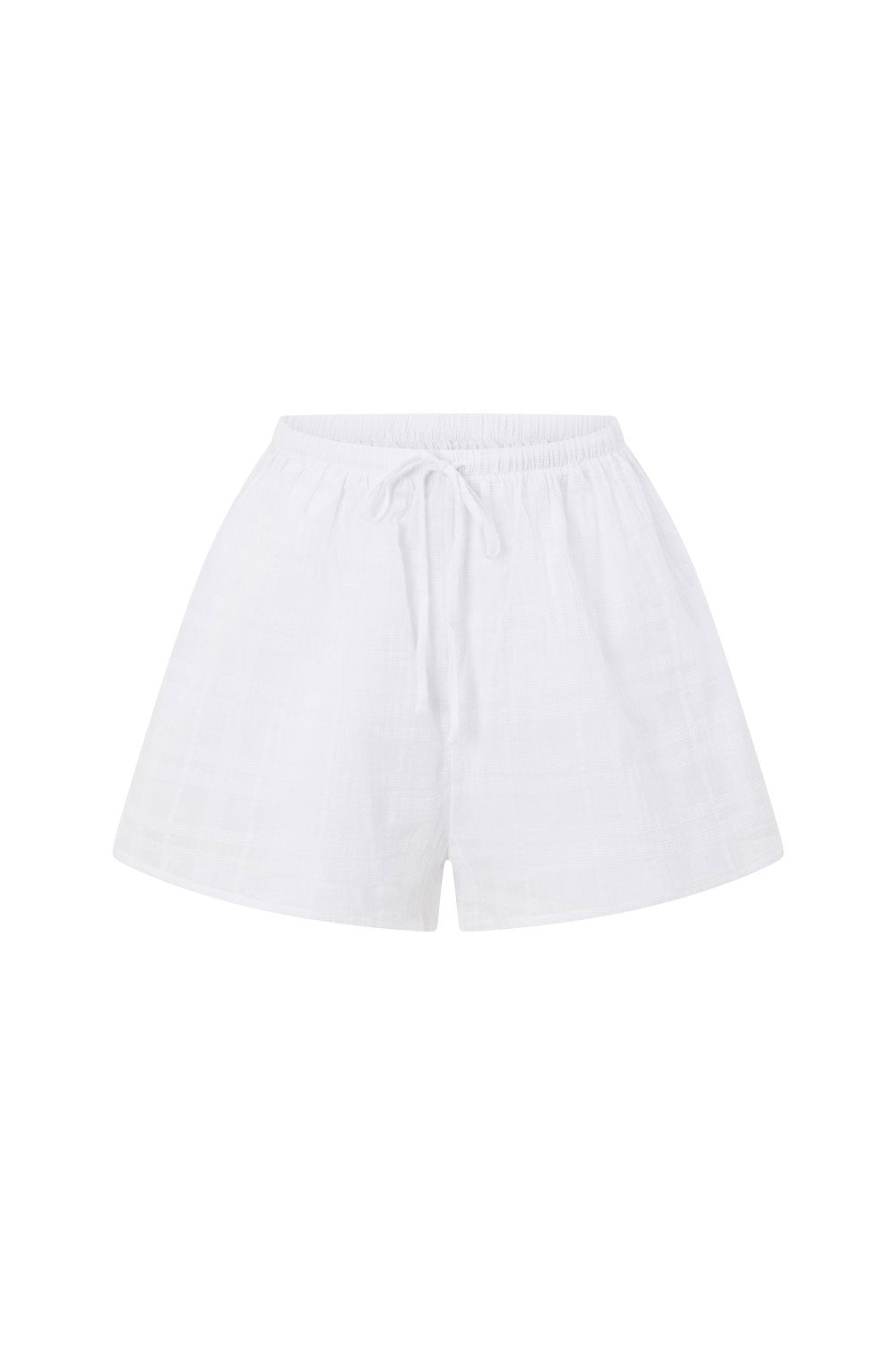 White Plaid Elastic Drawstring Jetta Shorts
