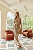 Taupe Knit V Neck Strappy Tie A-Line Havana Top