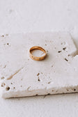 18K Gold Plated Debossed Star Gem Aster Ring