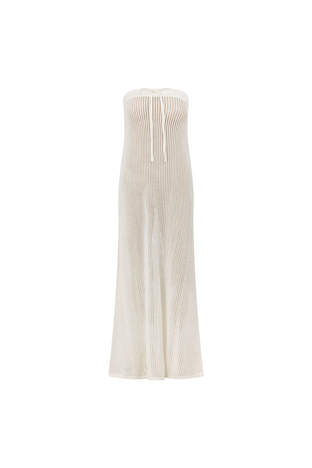 White Knit Strapless Maxi Kamari Dress