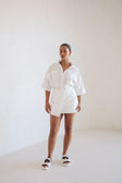 Paige Button Top - White