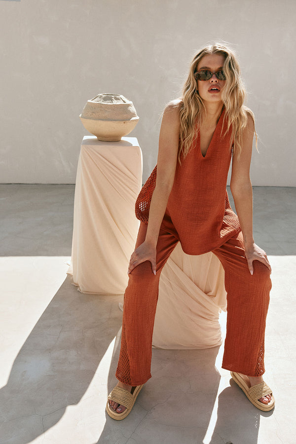 Blood Orange V Neck Dita Top