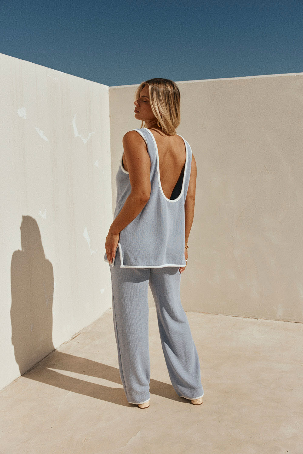 Baby Blue Woven Scoop Back Paxton Jumpsuit