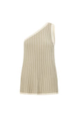 Stone Grey Ribbed Cotton One Shoulder Aylani Top