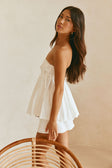 White Cotton Strapless Babydoll Avenue Top