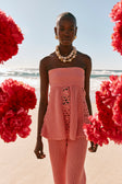 Rose Pink Knit Strappless Ellea Top