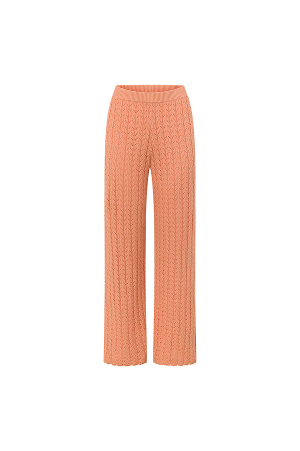 Coral Pointelle Knit High Waist Athena Pants