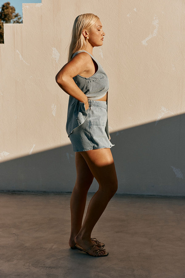 Blue Denim Wrap Mini Loralei Skort