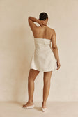 Beige Strapless Pin Tick Mini Tabi Dress