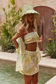 Green Fiore Festivo Print A-Line Mini Aquila Skirt