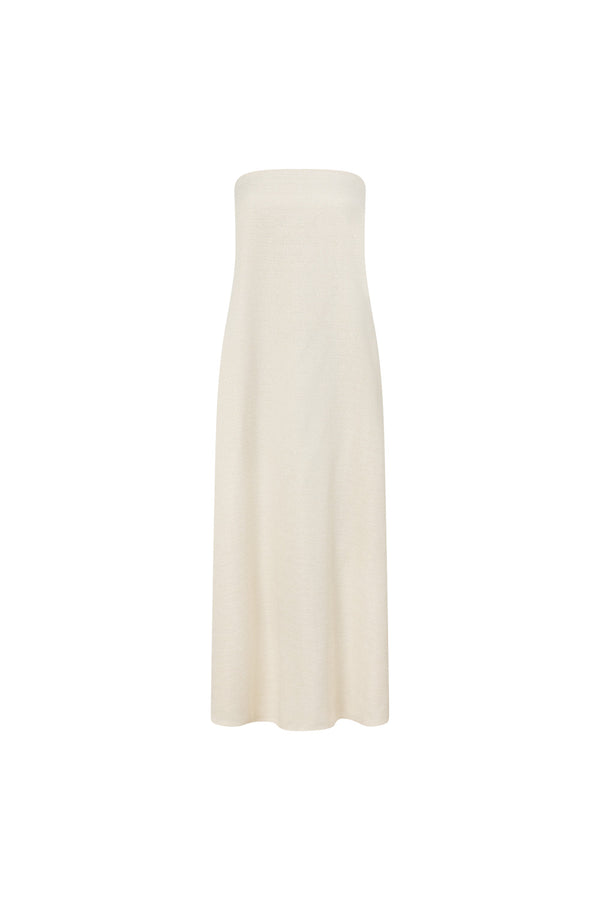 Beige Strapless Cut Out Side Split Maxi Belen Dress