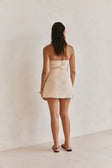 Bandera Strapless Mini Wrap Dress - Beige