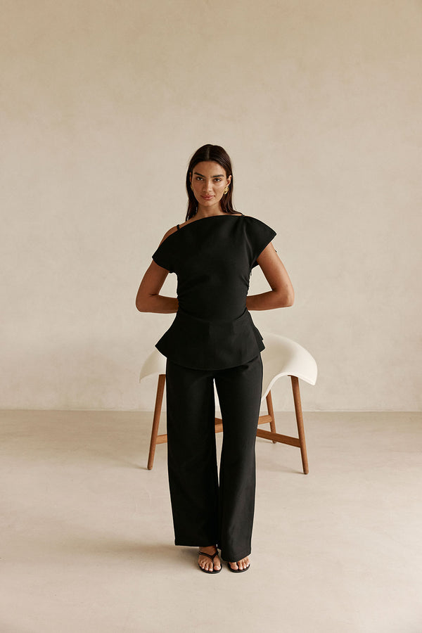 Black Suiting Panel Naomi Top