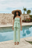 Mint Green Crochet Knit Strapless Panel Kama Top