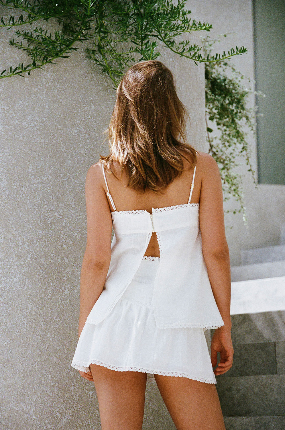 White Cotton Gathered Mini Alani Skirt