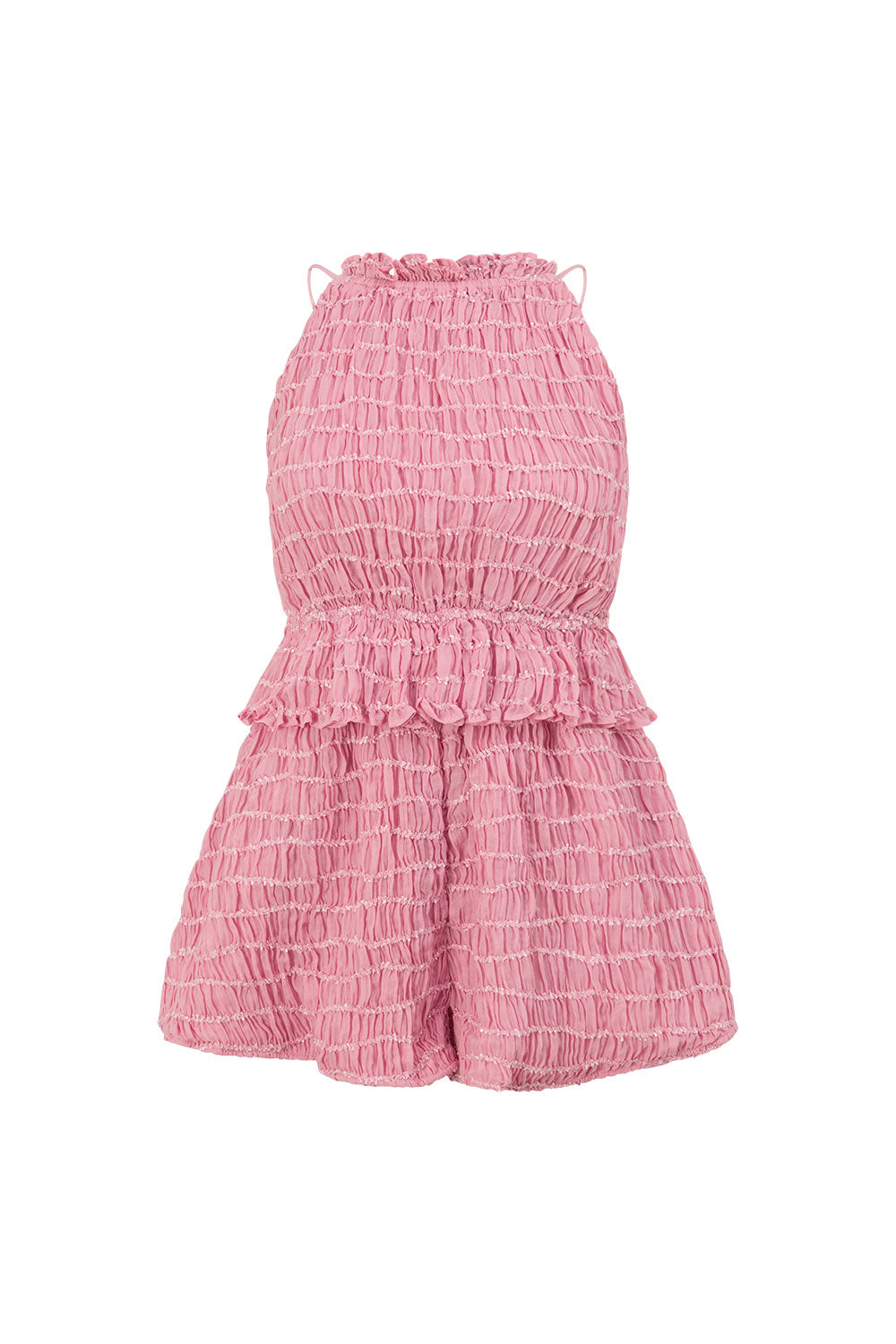 Pink Ruched Halter Backless Adira Playsuit