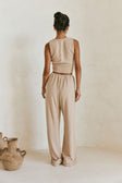 Tan High Waist Elastic Drawstring Sierra Pants