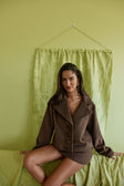 Chocolate Brown Crop Selah Blazer